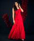 Red Frilled Maxi Dress